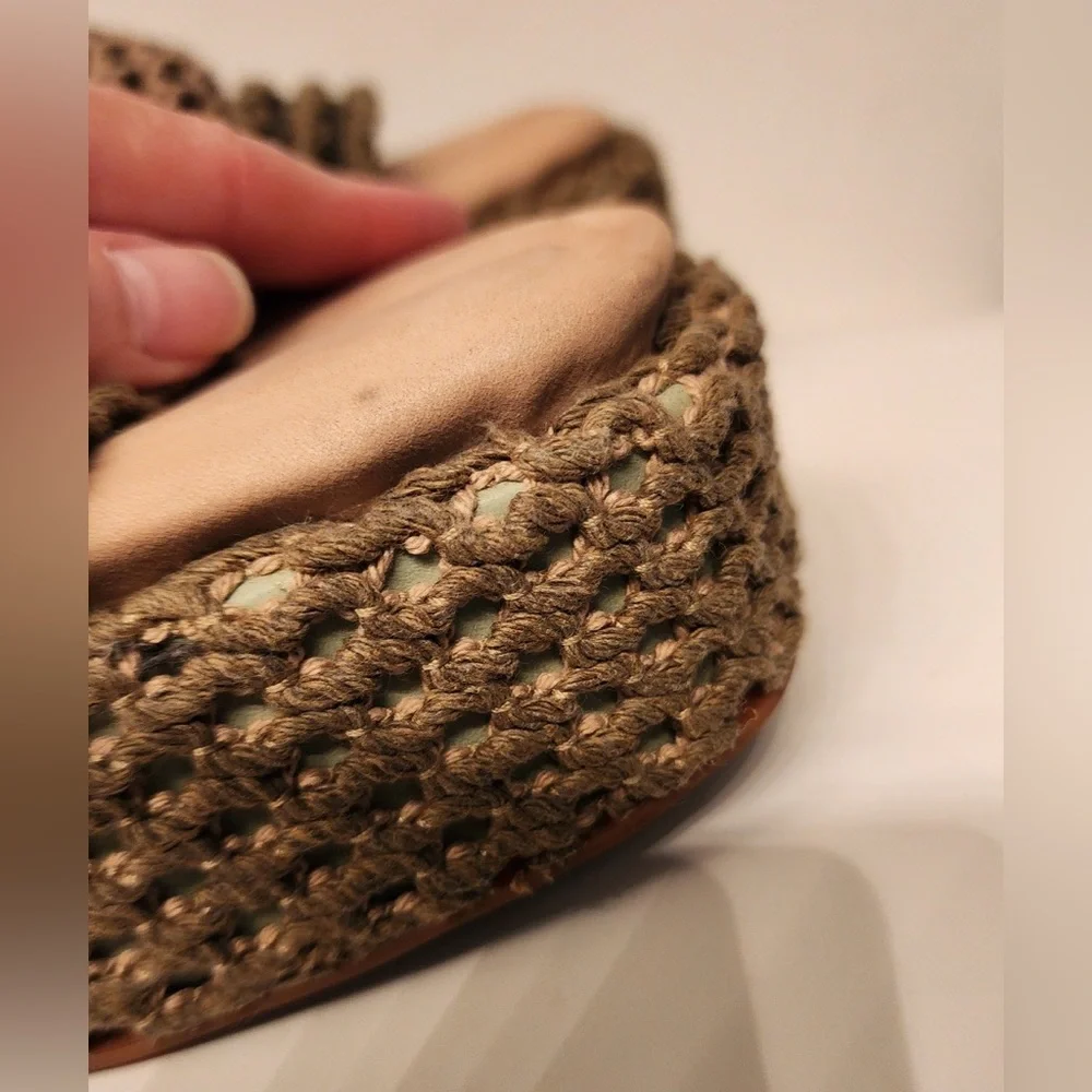 Rag & Bone Logan Crochet Slides Women's Olive Green Platform Sandals Size 10